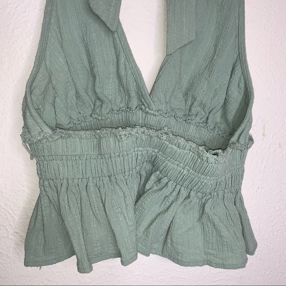 The Impeccable Pig Mint Tie Back Cropped Halter Top Size Small - Picture 8 of 9